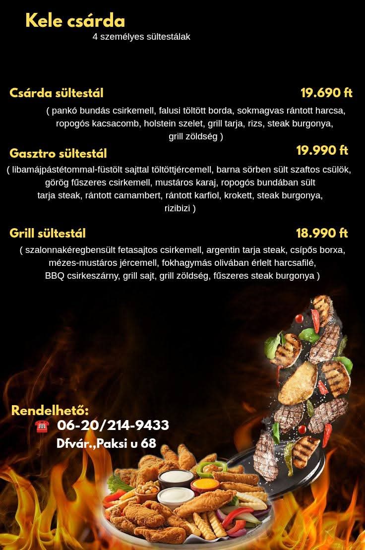 2 személyes sültestál étlap